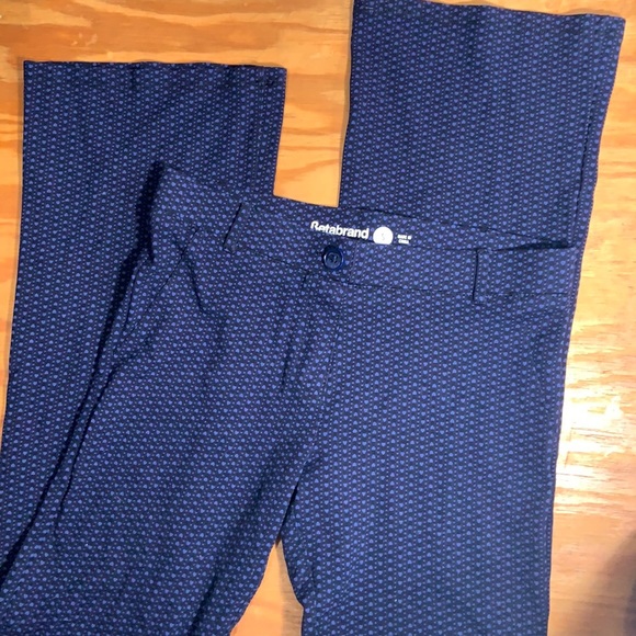 Betabrand black and blue heartline print classic bootcut yoga pants. - Picture 3 of 10